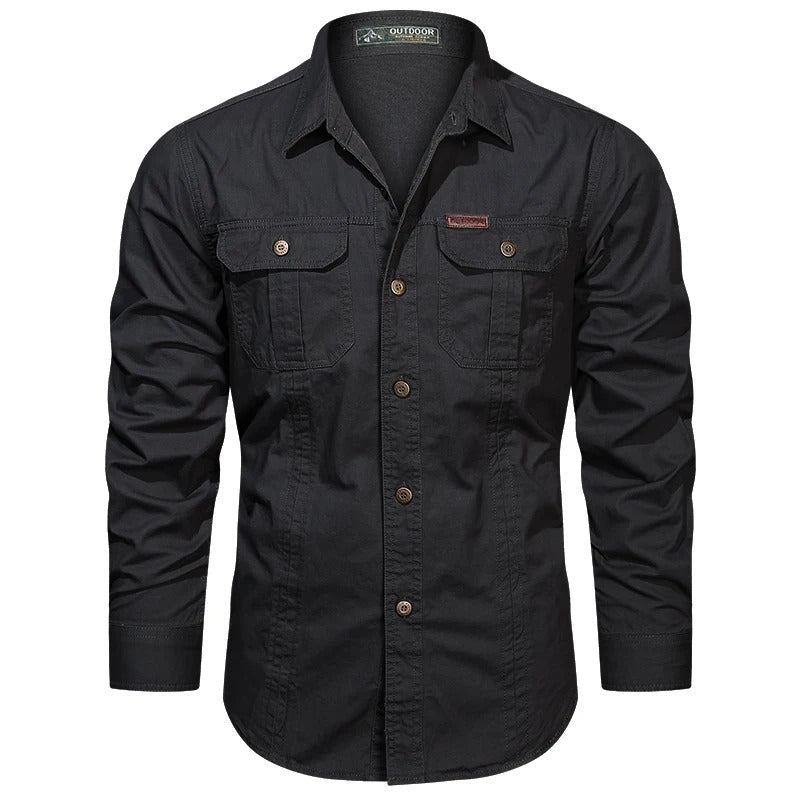 Men's Long Sleeve Utility Shirt with Chest Pockets
