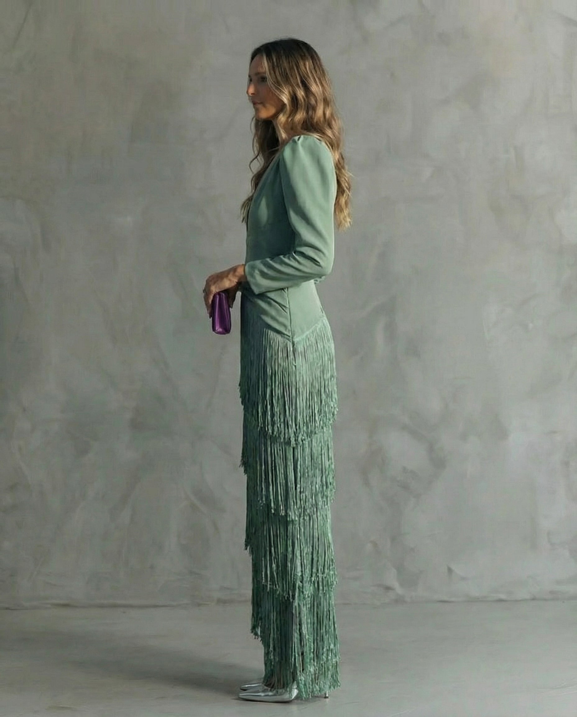 Women's Elegant Fringe Maxi Evening Dress