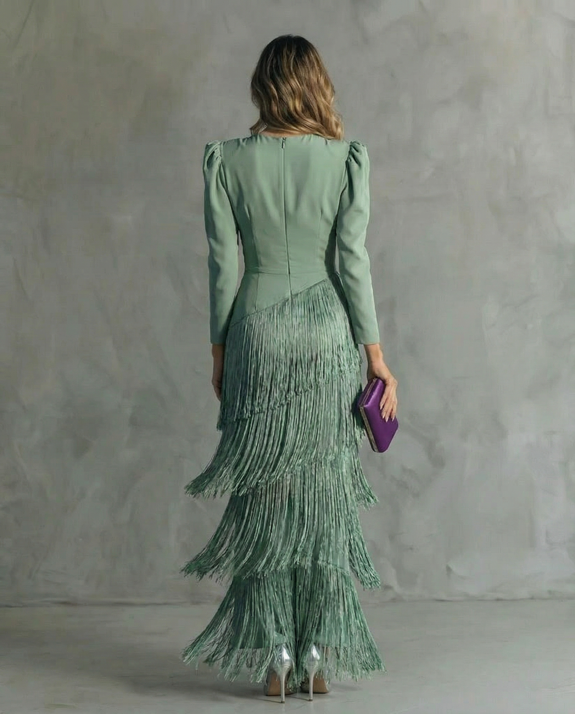 Women's Elegant Fringe Maxi Evening Dress