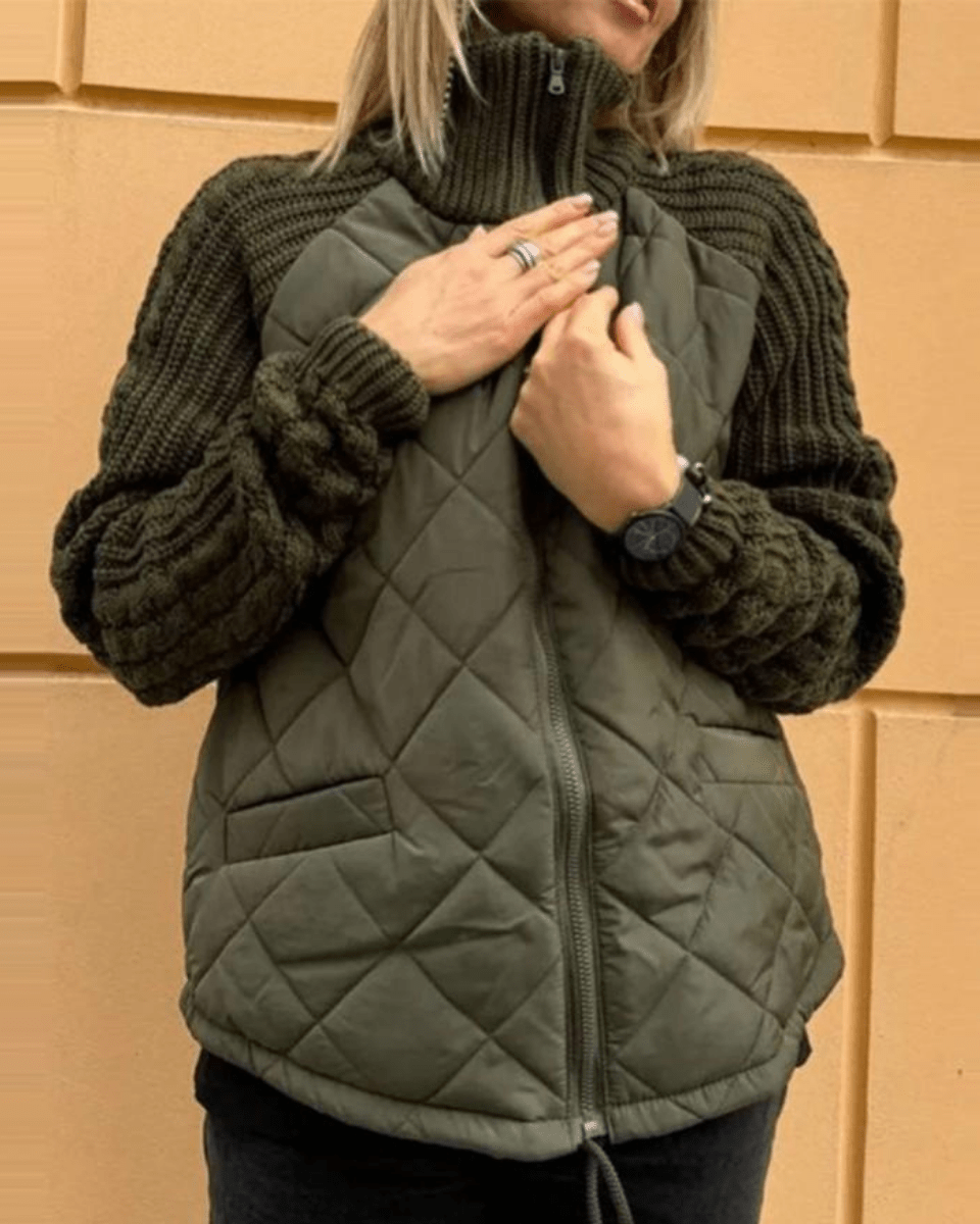 Women’s Quilted Knit Sleeve Zip Jacket