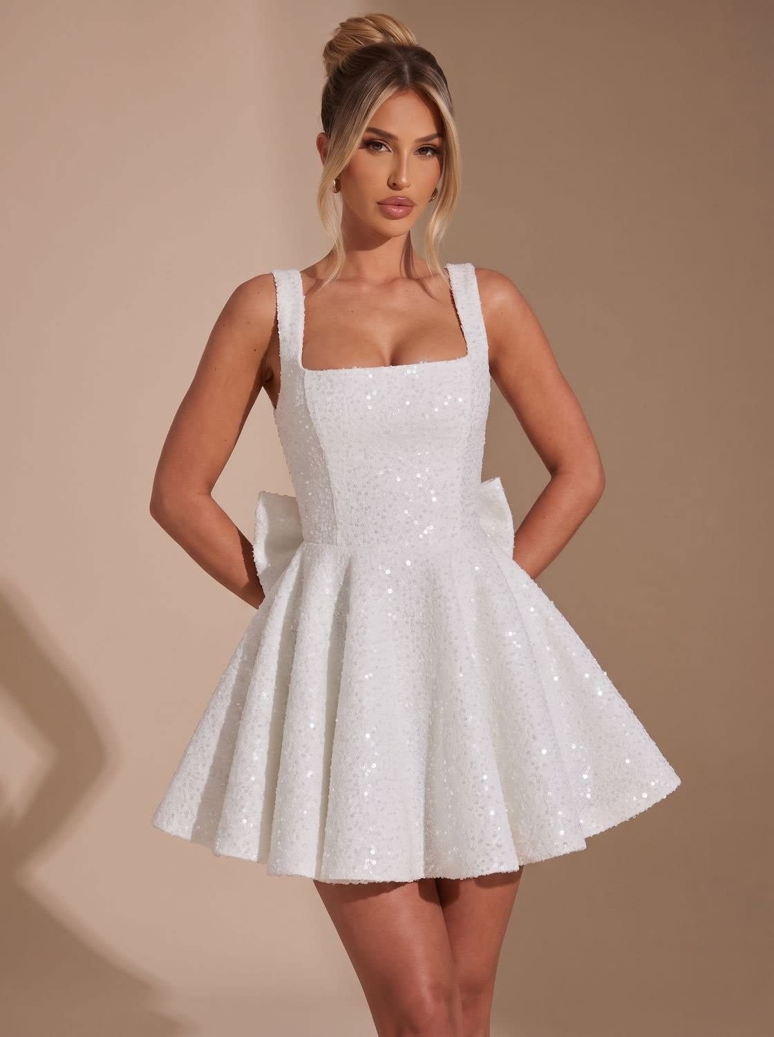 Women's Sequin Mini Dress | Bow Detail Party Dress