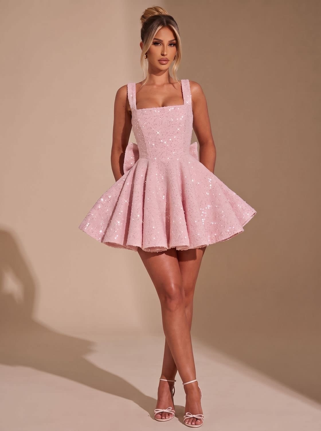 Women's Sequin Mini Dress | Bow Detail Party Dress