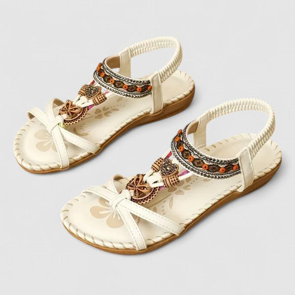 Comfort Sandals with Beaded Toe Ring Strap