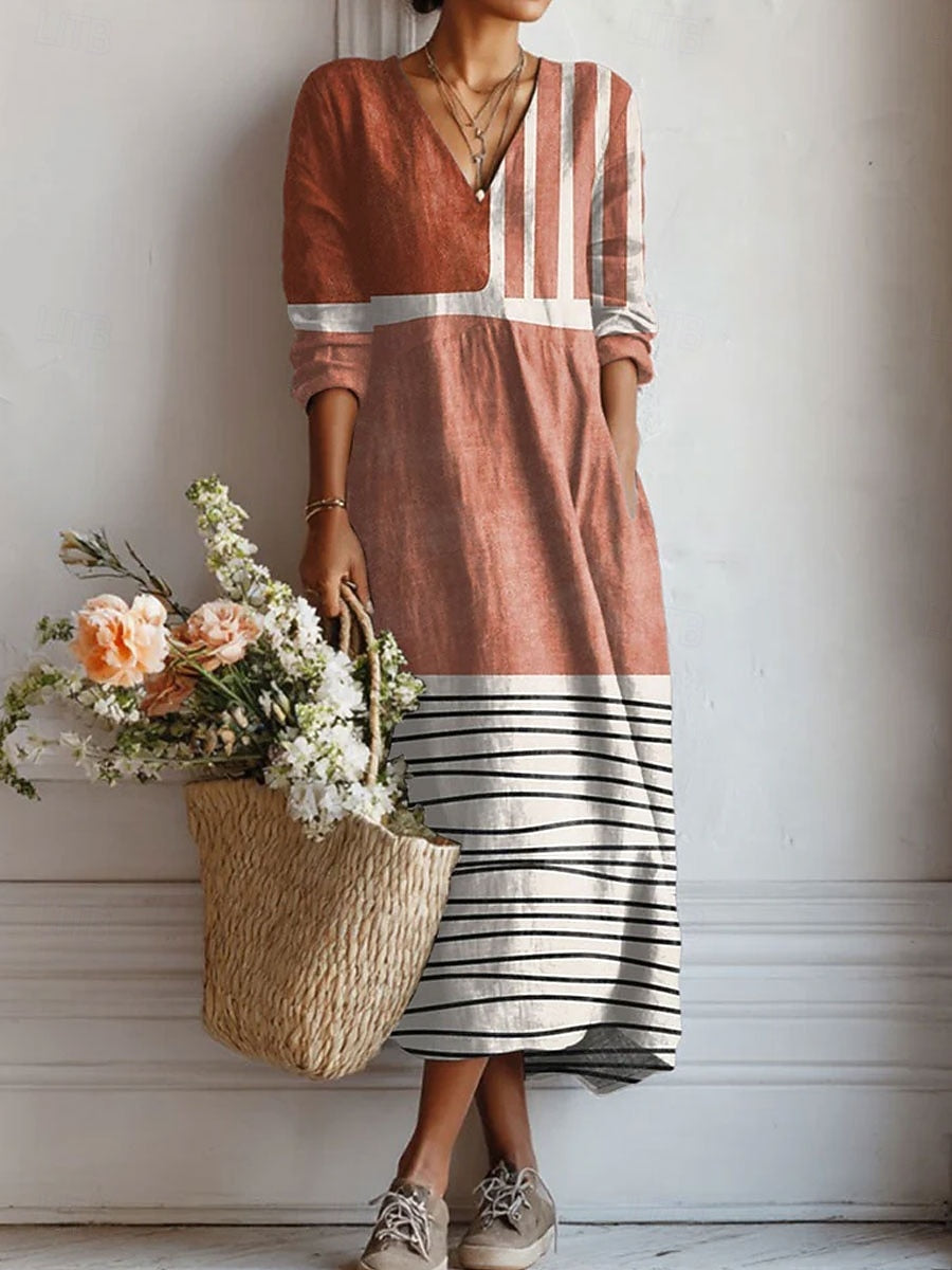 Floral Print Midi Dress with V-Neckline