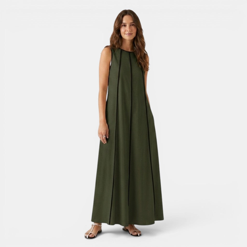 Tank Maxi Dress with Contrast Seam Piping