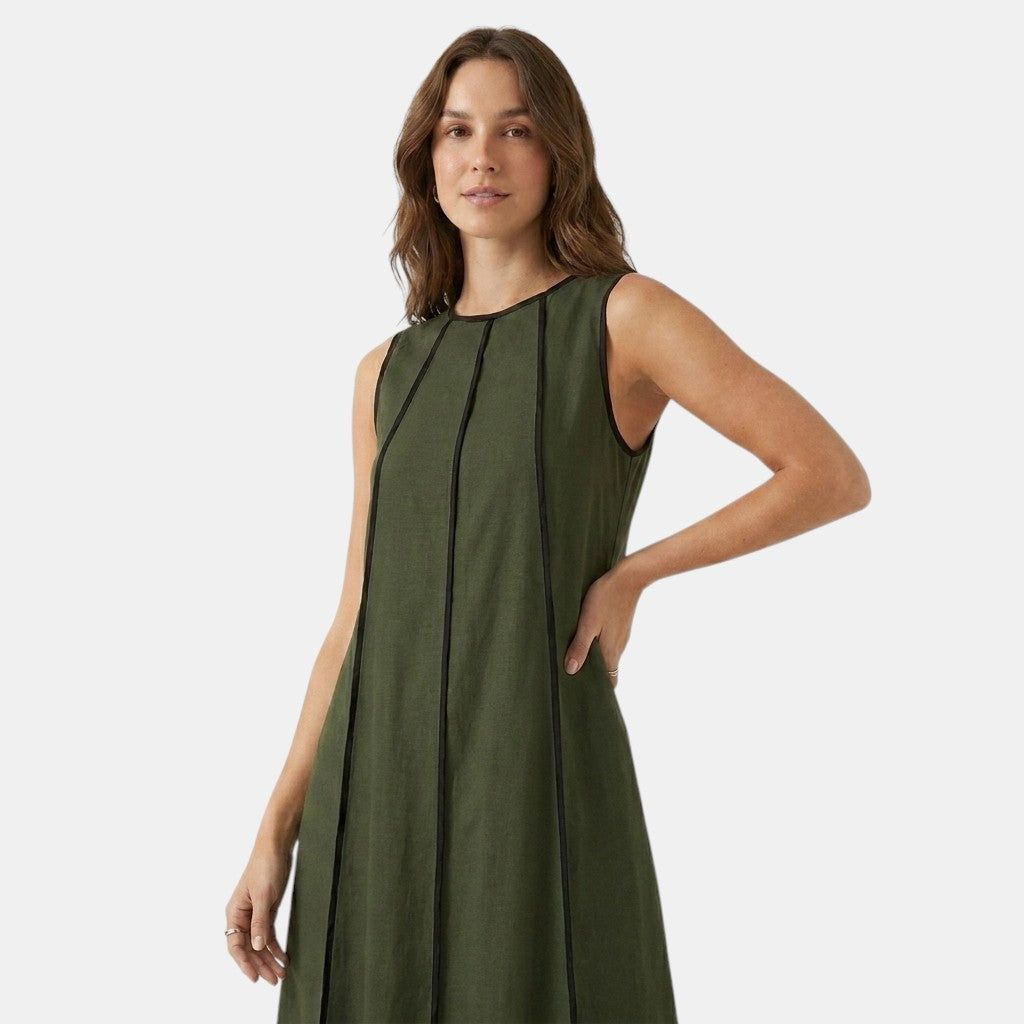 Tank Maxi Dress with Contrast Seam Piping