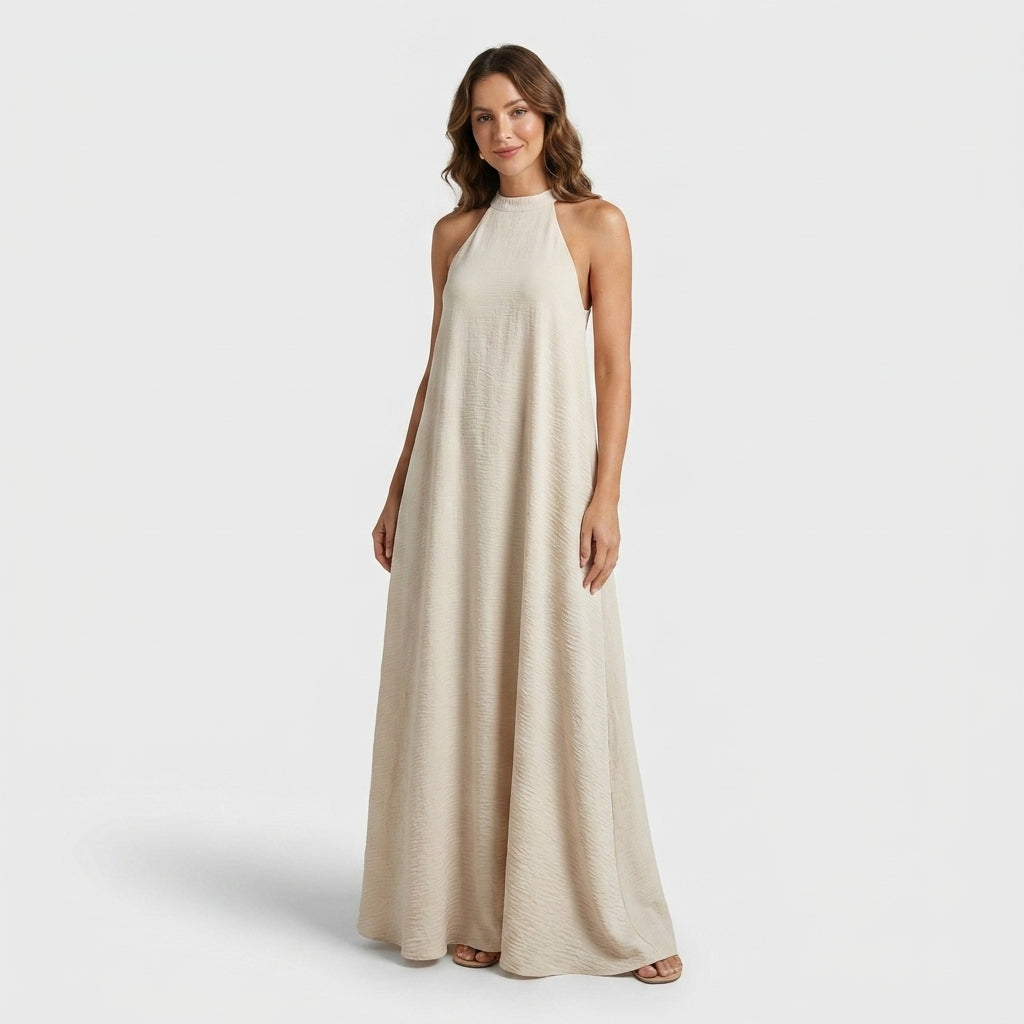 Halter Neck Maxi Dress with Flowing Silhouette
