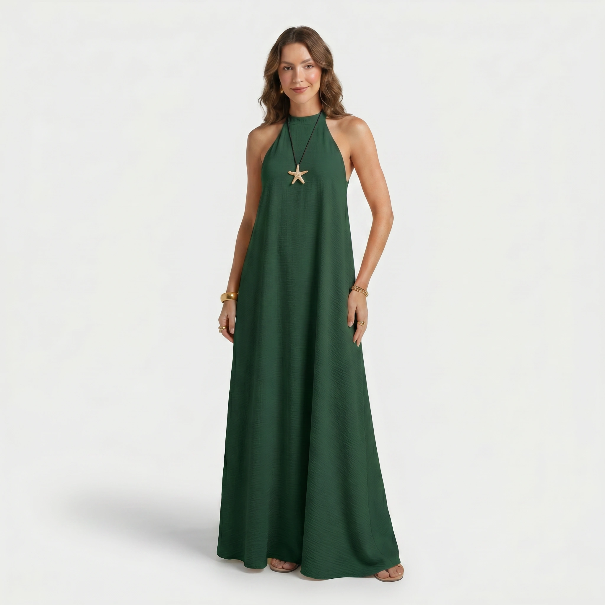 Halter Neck Maxi Dress with Flowing Silhouette