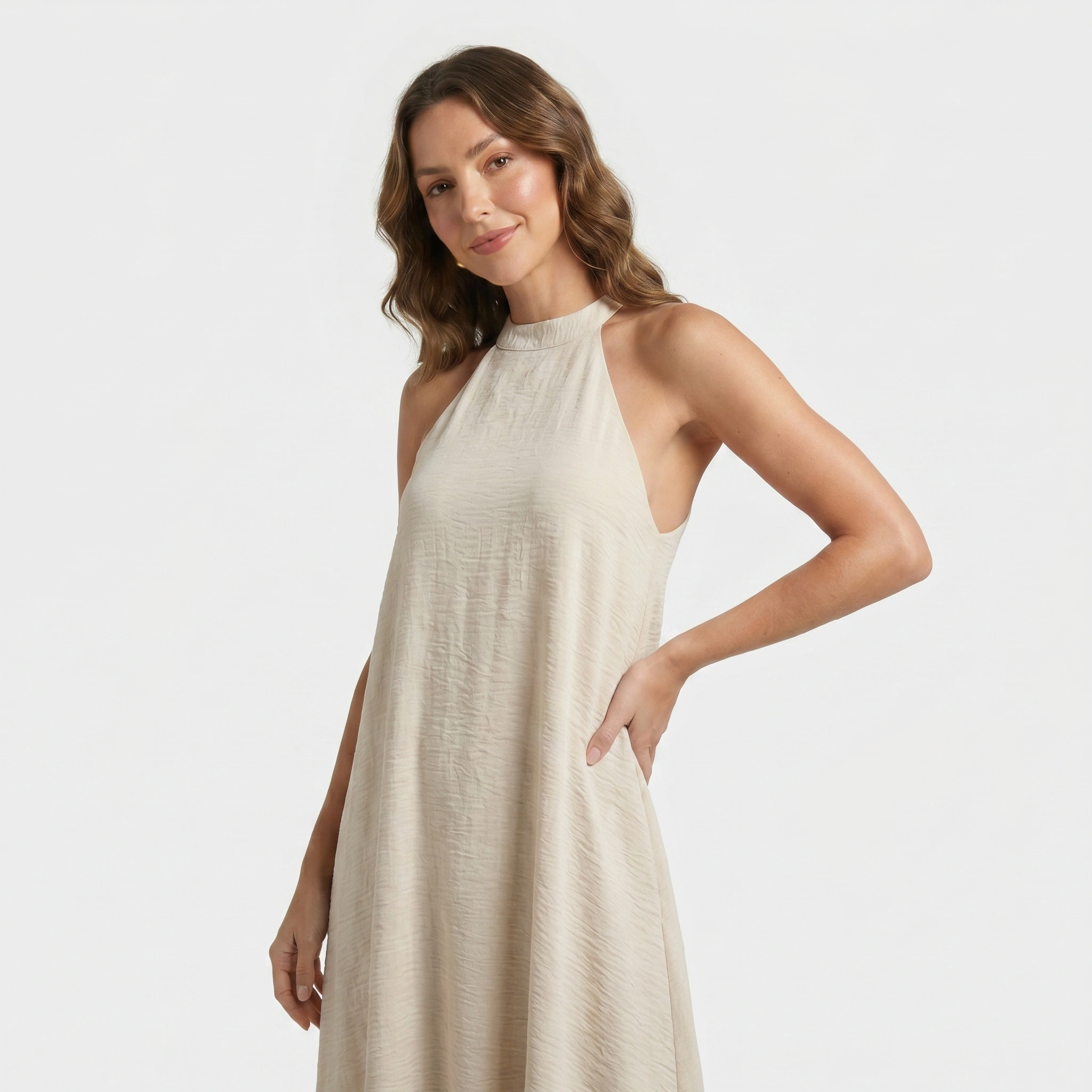 Halter Neck Maxi Dress with Flowing Silhouette