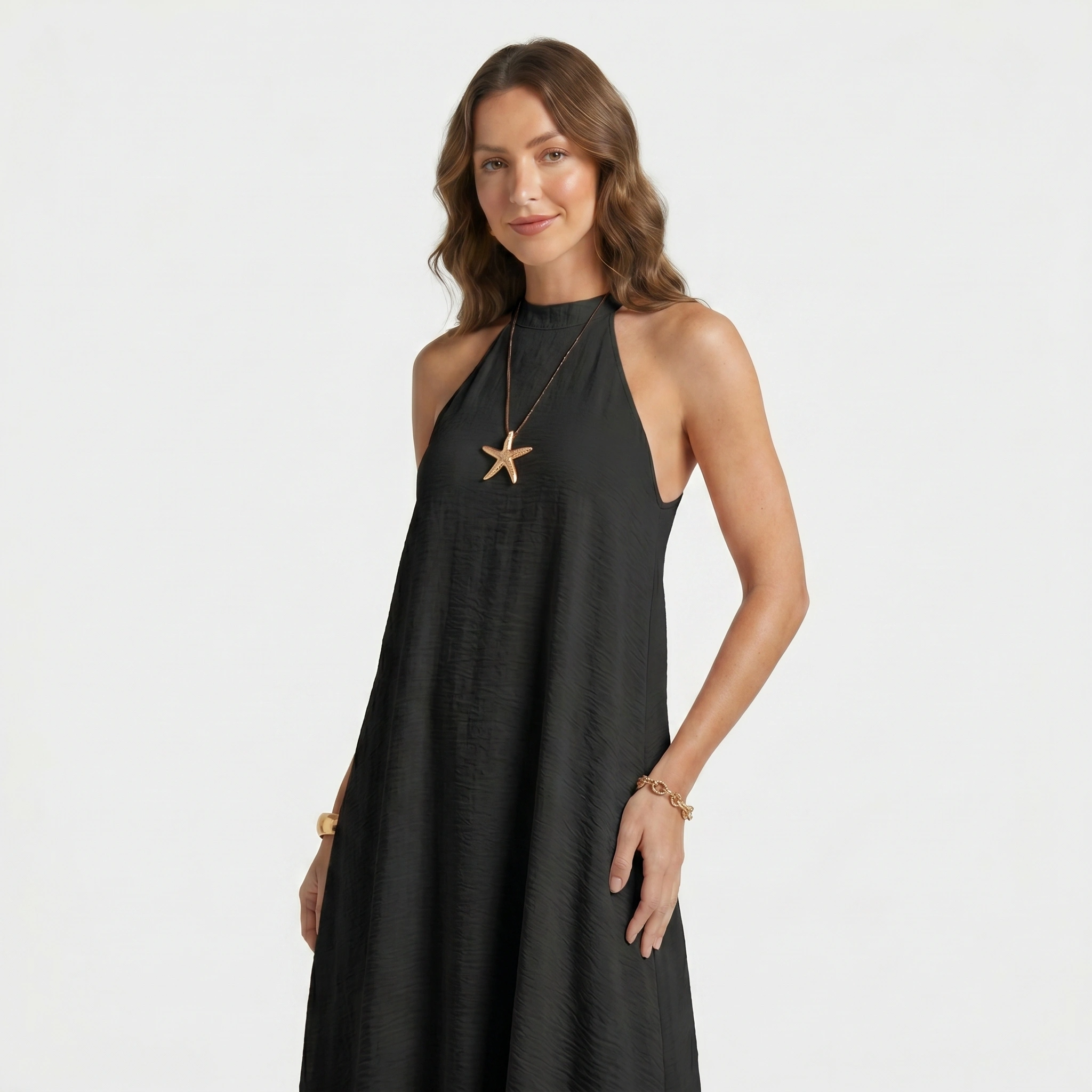 Halter Neck Maxi Dress with Flowing Silhouette