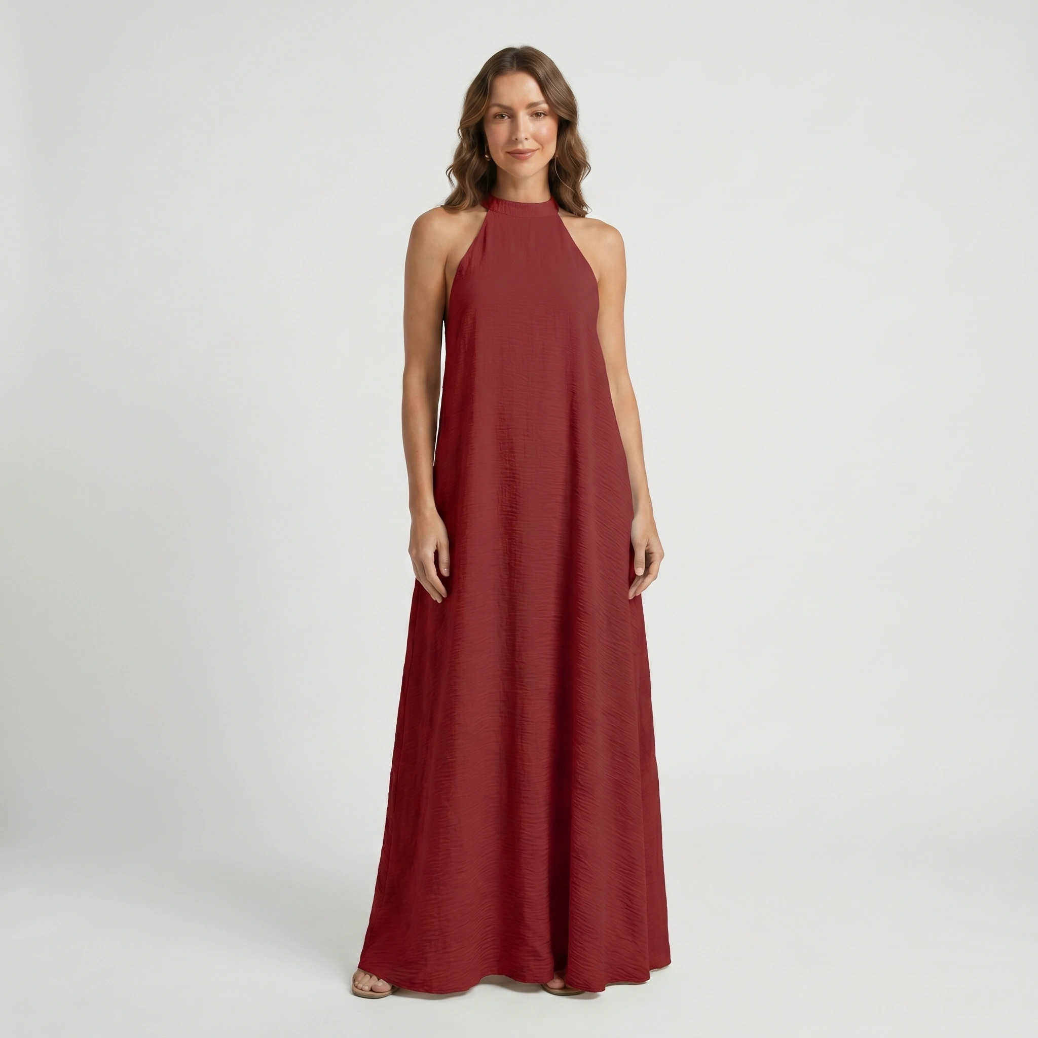 Halter Neck Maxi Dress with Flowing Silhouette