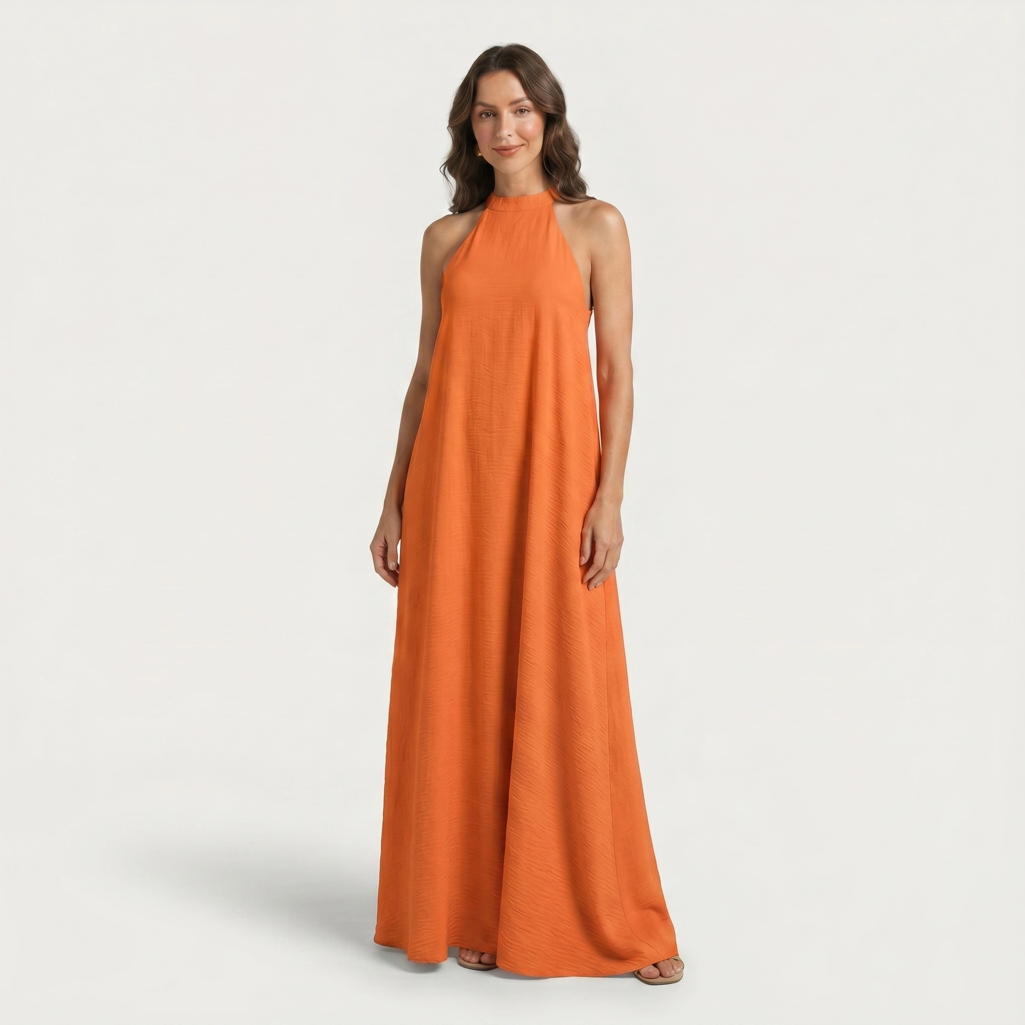 Halter Neck Maxi Dress with Flowing Silhouette