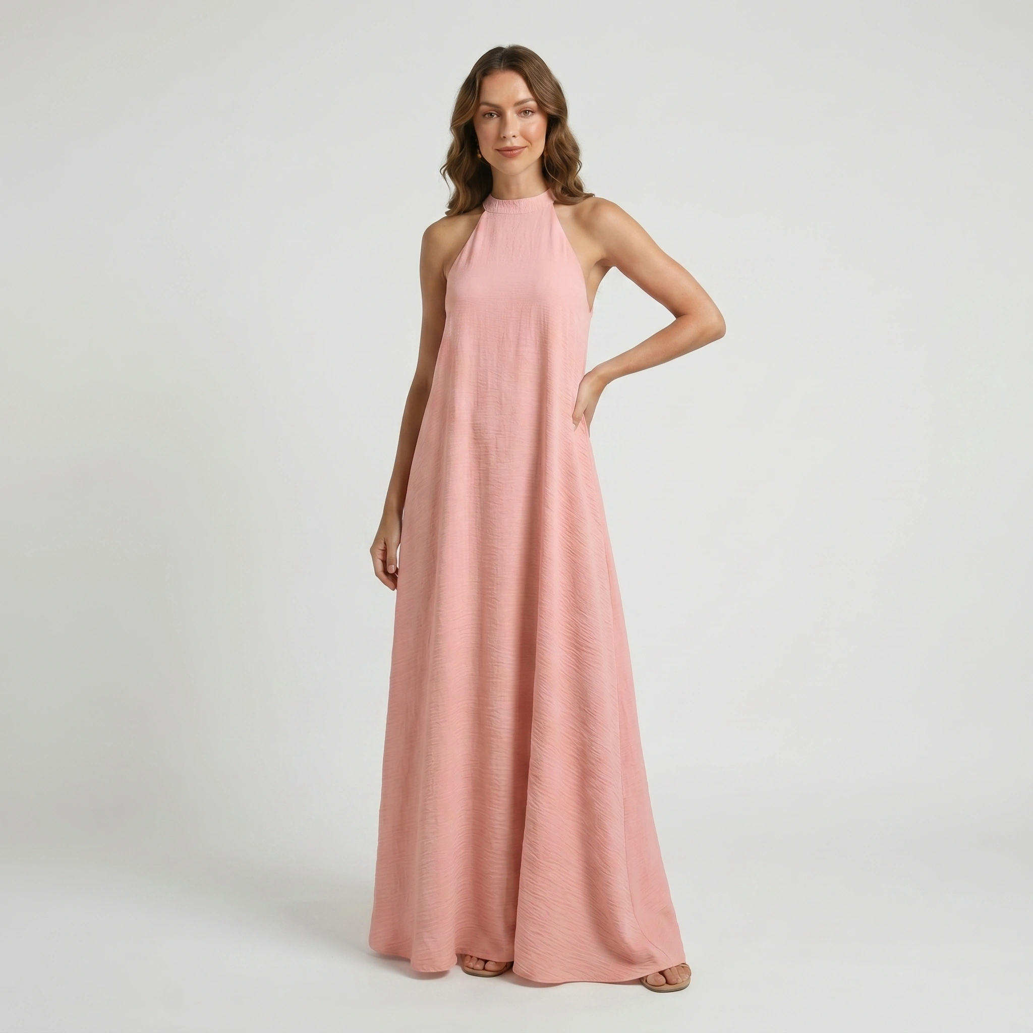 Halter Neck Maxi Dress with Flowing Silhouette