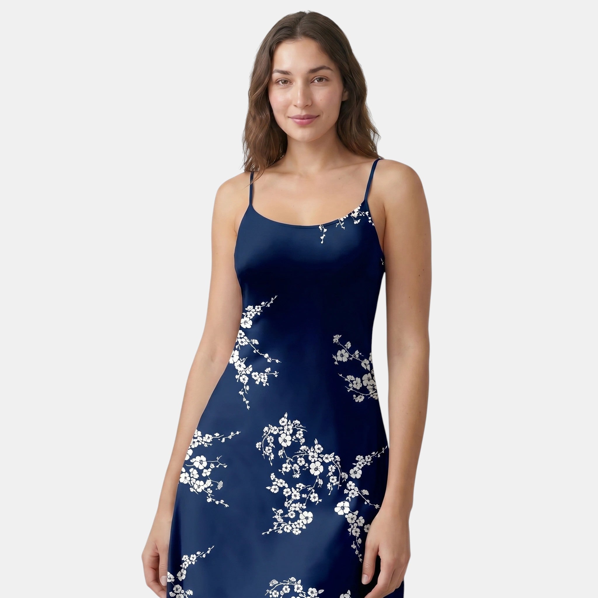 Floral Print Mini Dress with Spaghetti Straps and Lettuce Hem