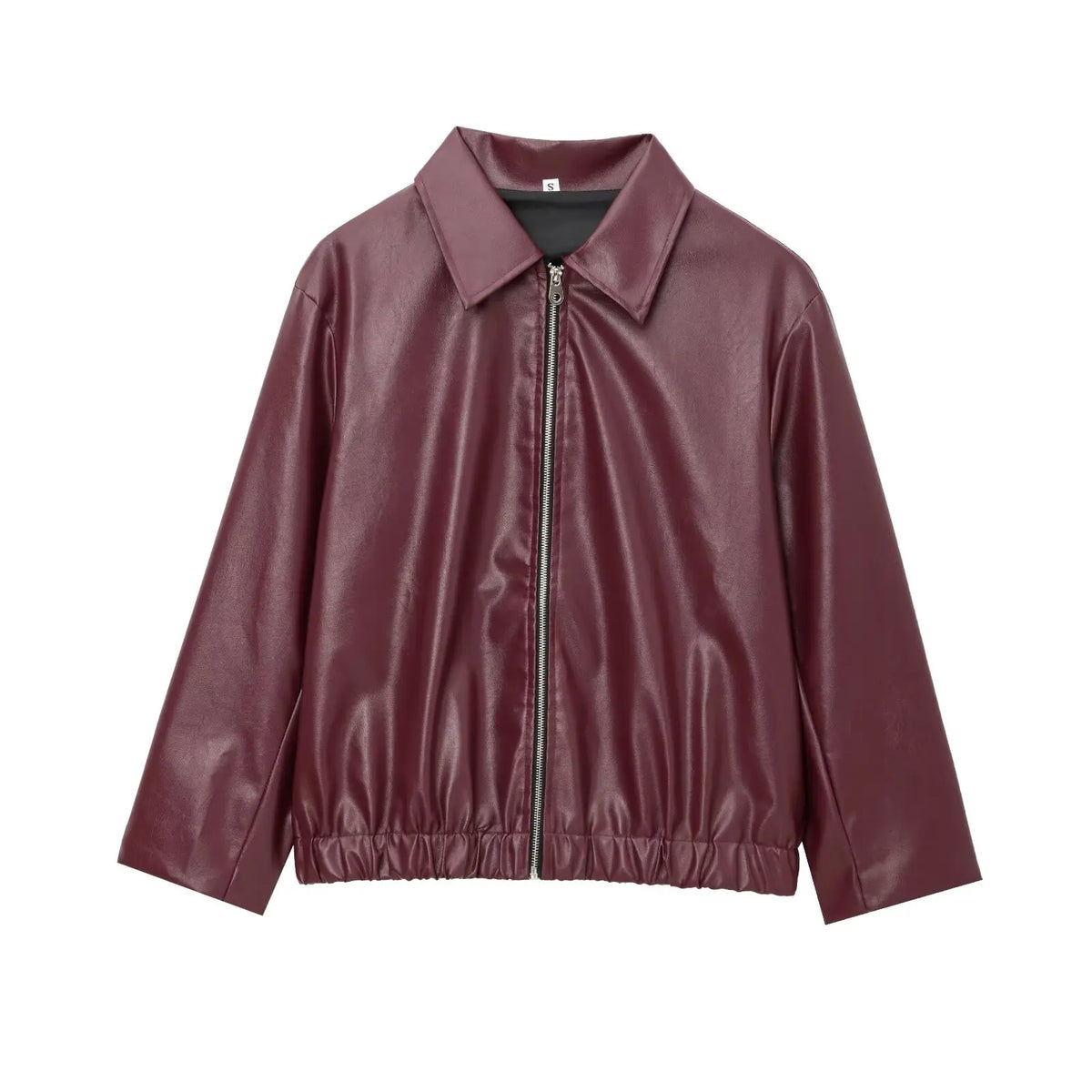 Veste courte zippée pour femme à effet cuir