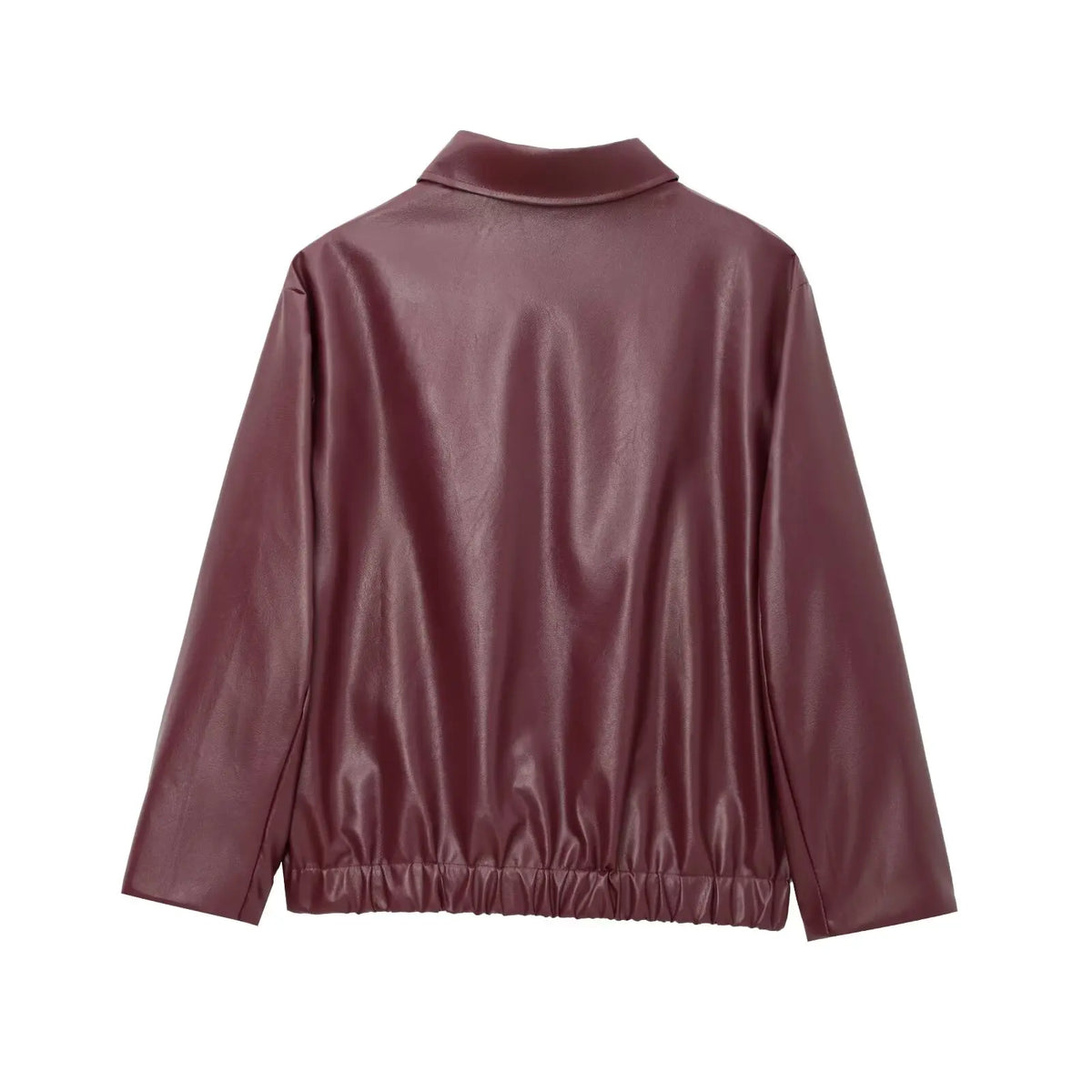 Veste courte zippée pour femme à effet cuir