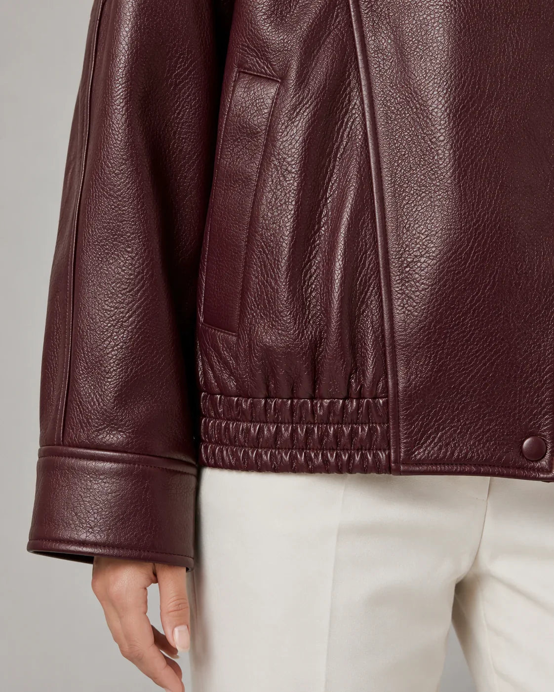 Women's High Collar Leather-Look Biker Jacket