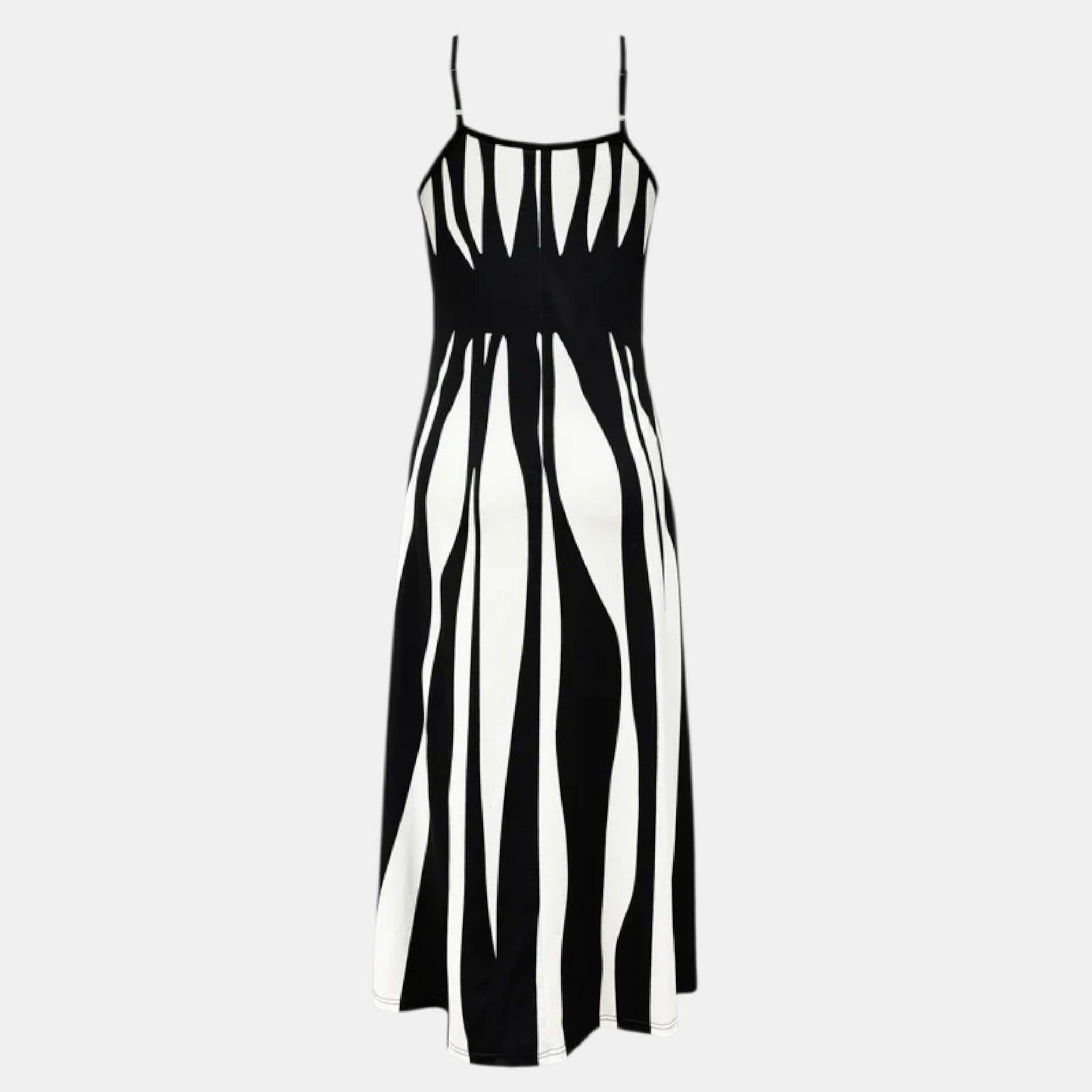 Striped Maxi Dress with V-Neck and Adjustable Straps