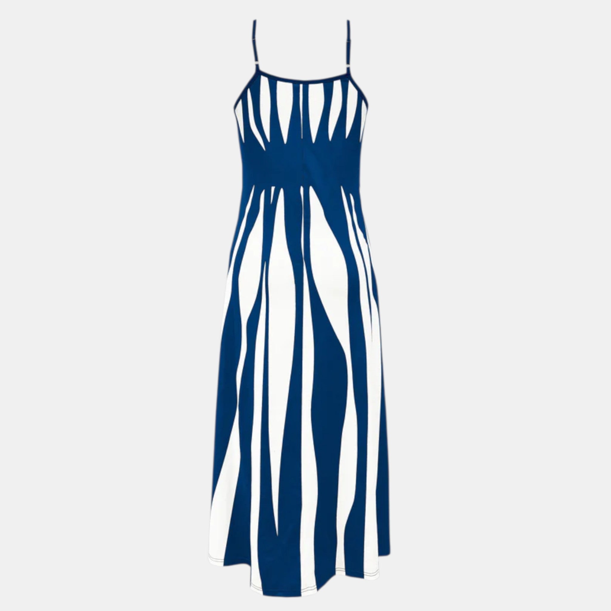 Striped Maxi Dress with V-Neck and Adjustable Straps