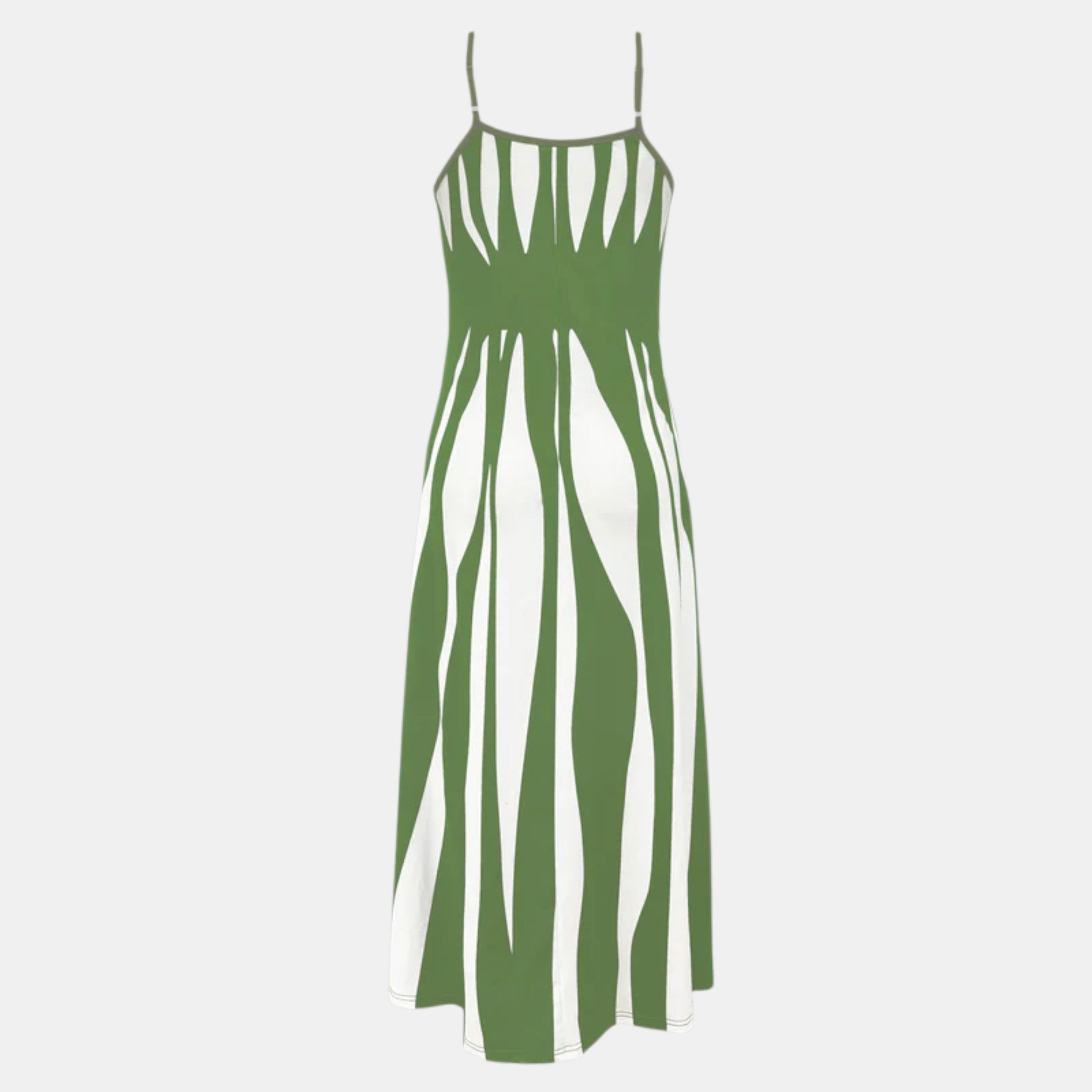 Striped Maxi Dress with V-Neck and Adjustable Straps