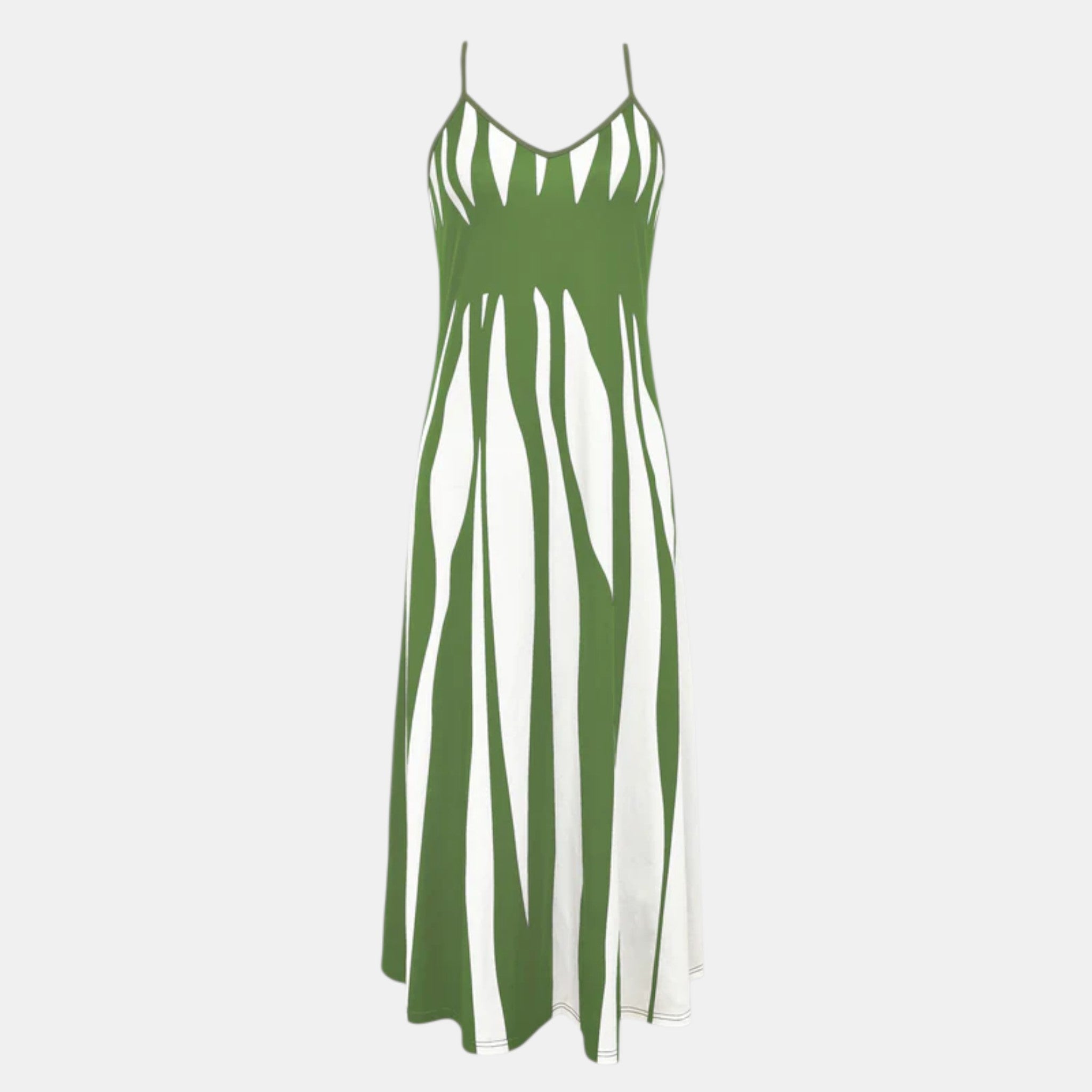 Striped Maxi Dress with V-Neck and Adjustable Straps