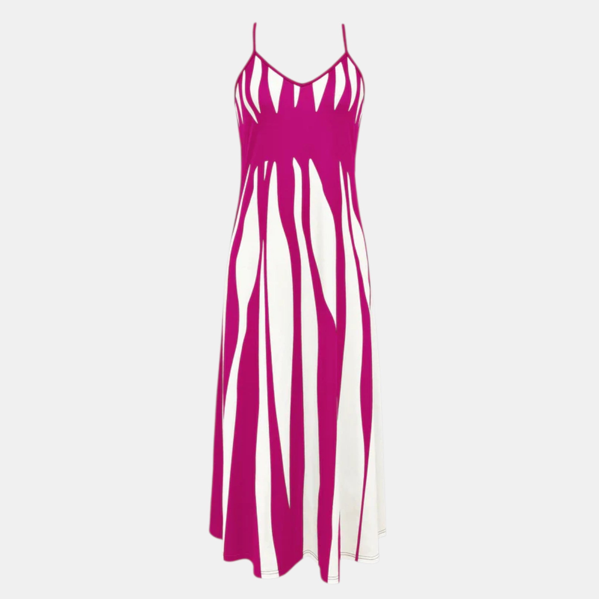 Striped Maxi Dress with V-Neck and Adjustable Straps