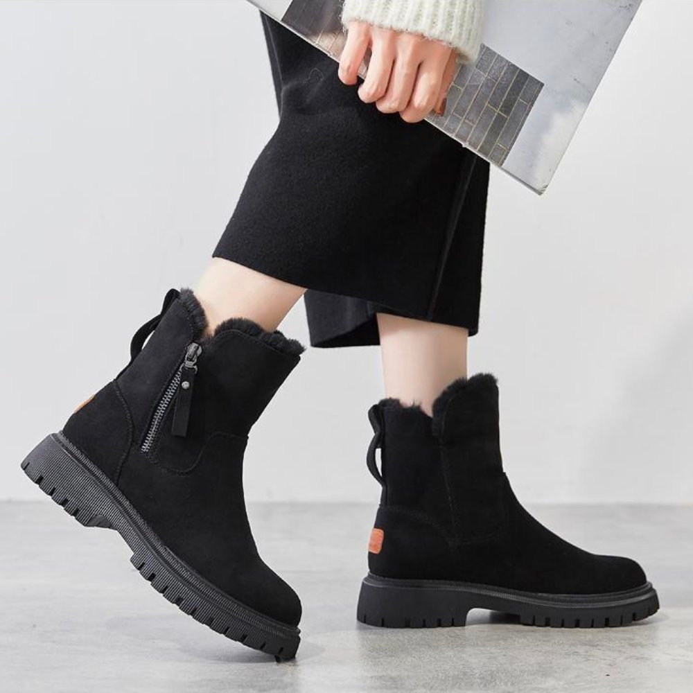 Women's Suede Ankle Boots | Faux Fur Lined Winter Boots