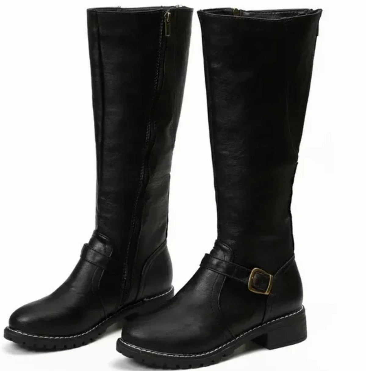 Women's Knee High Cowboy Boots | Buckle Strap Leather Boots