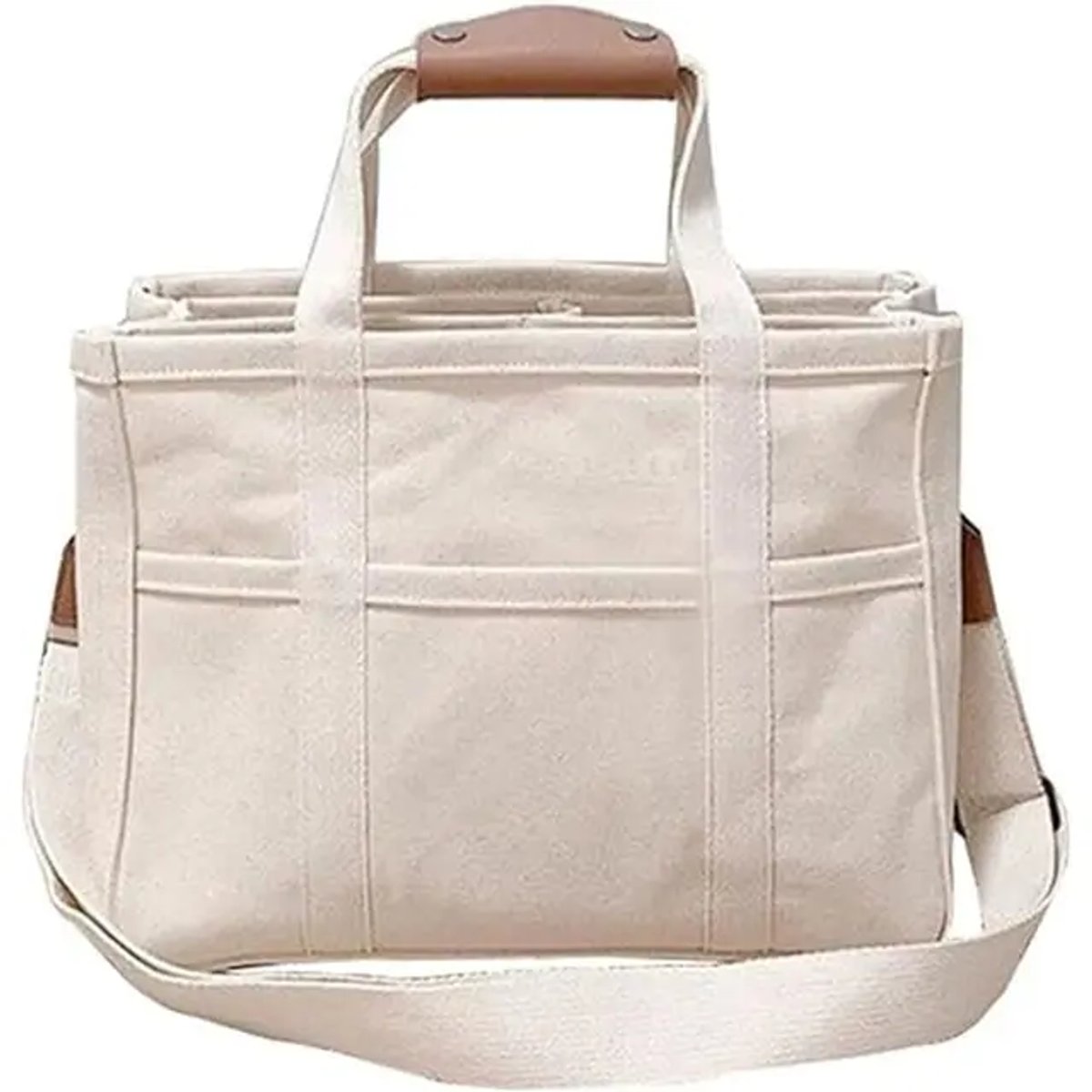 Women's Large Capacity Canvas Tote Bag with Multiple Pockets