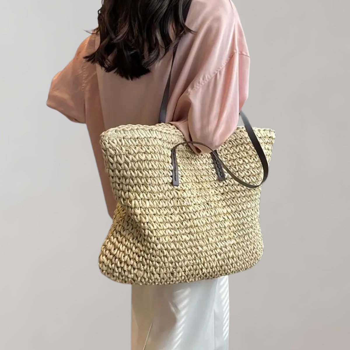 Women's Large Woven Raffia Tote Bag