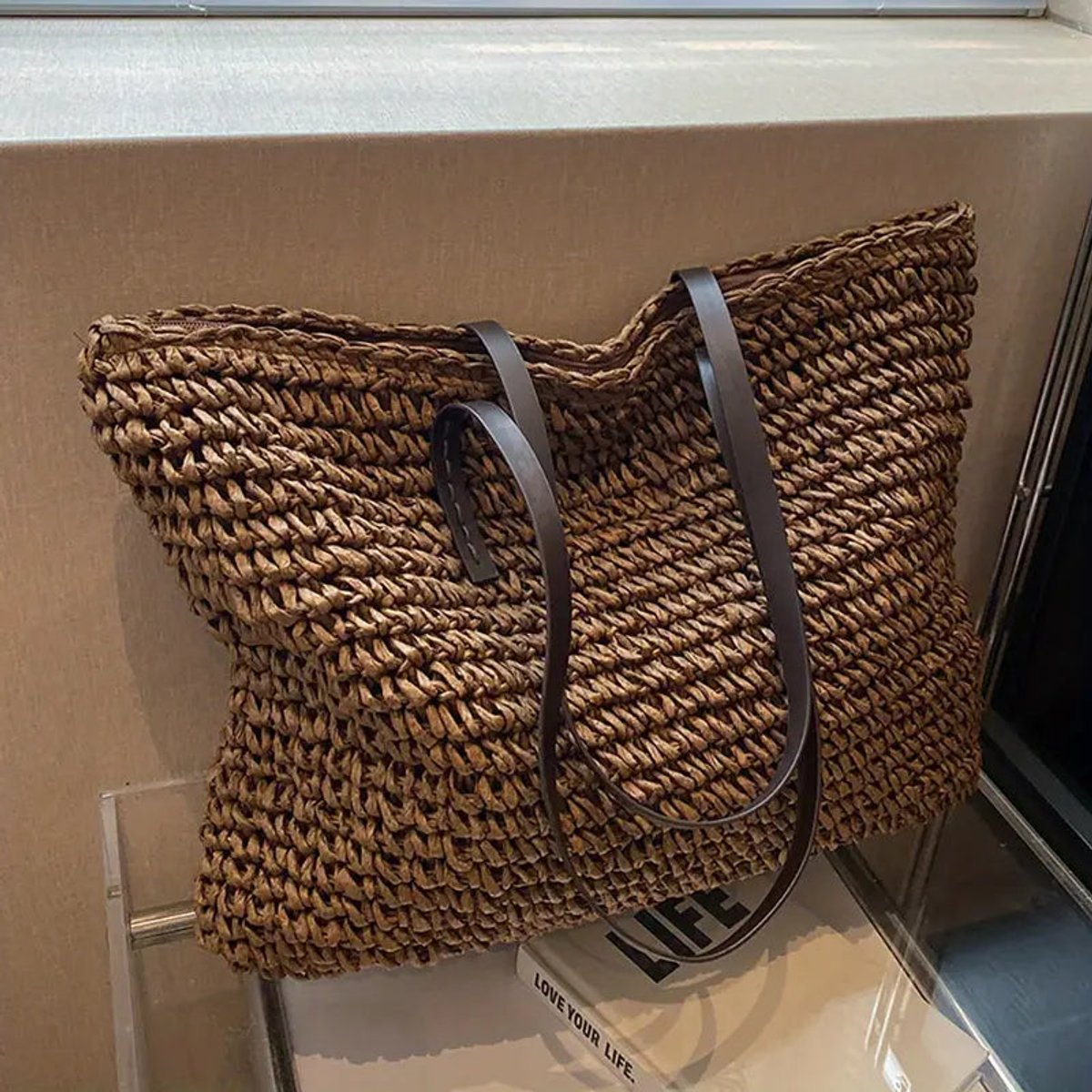 Women's Large Woven Raffia Tote Bag