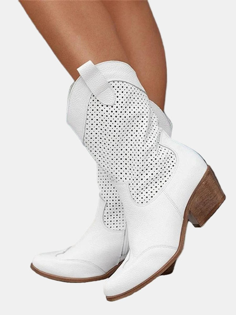 Bottes en daim montantes jusqu’au genou pour femmes | Bottes de cowboy à talon carré