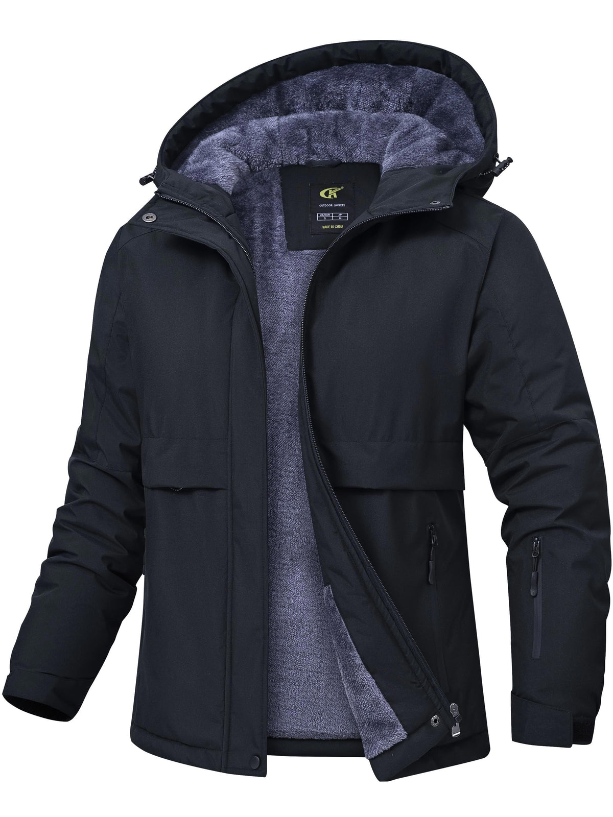 Veste d’hiver à capuche pour femme, doublée en polaire