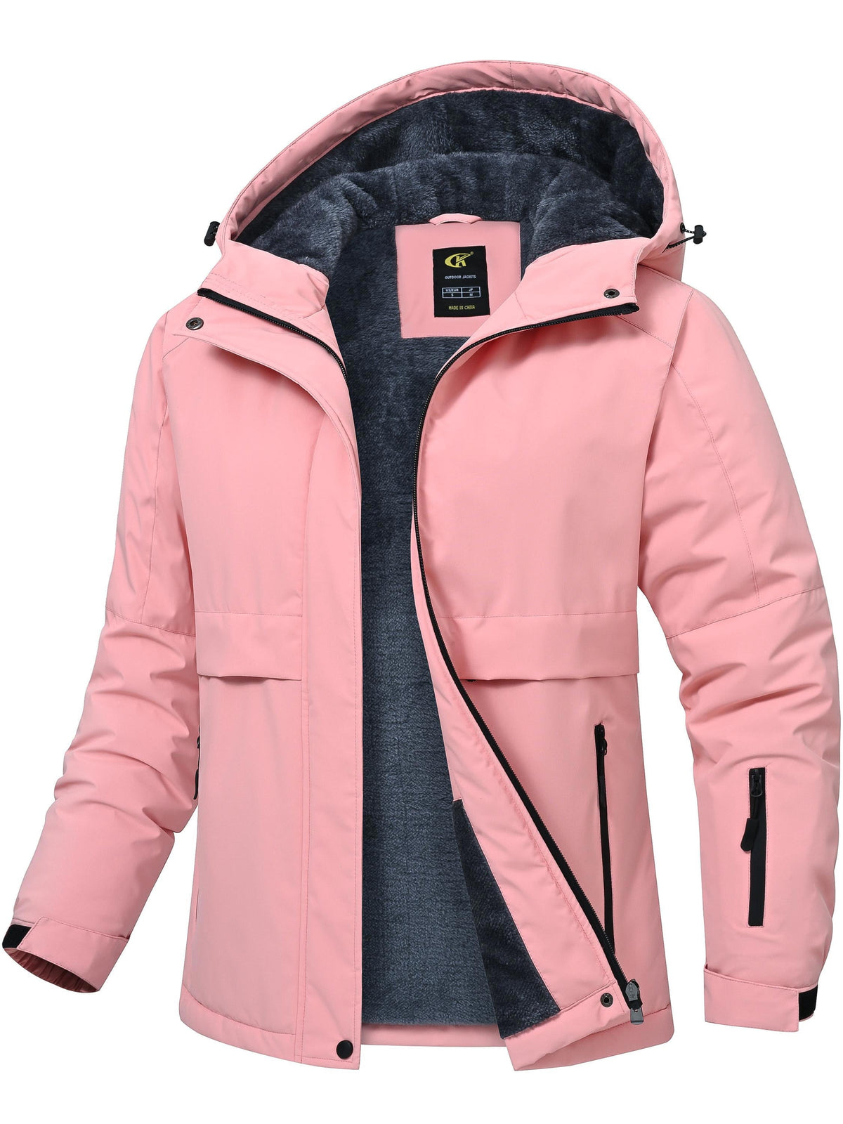 Veste d’hiver à capuche pour femme, doublée en polaire