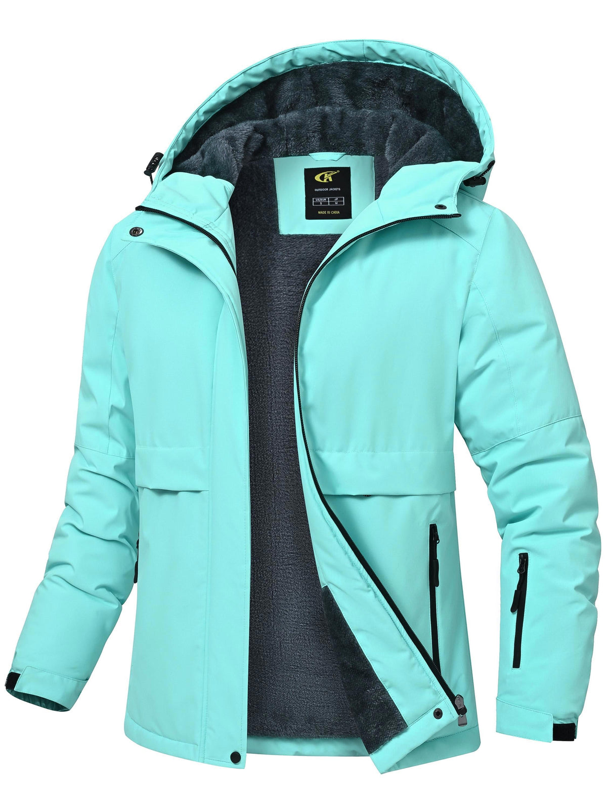 Veste d’hiver à capuche pour femme, doublée en polaire