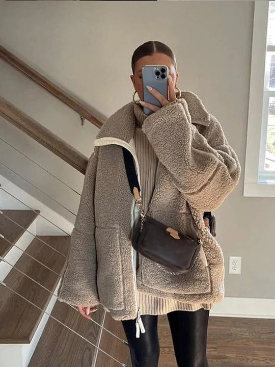 Veste teddy oversize pour femme