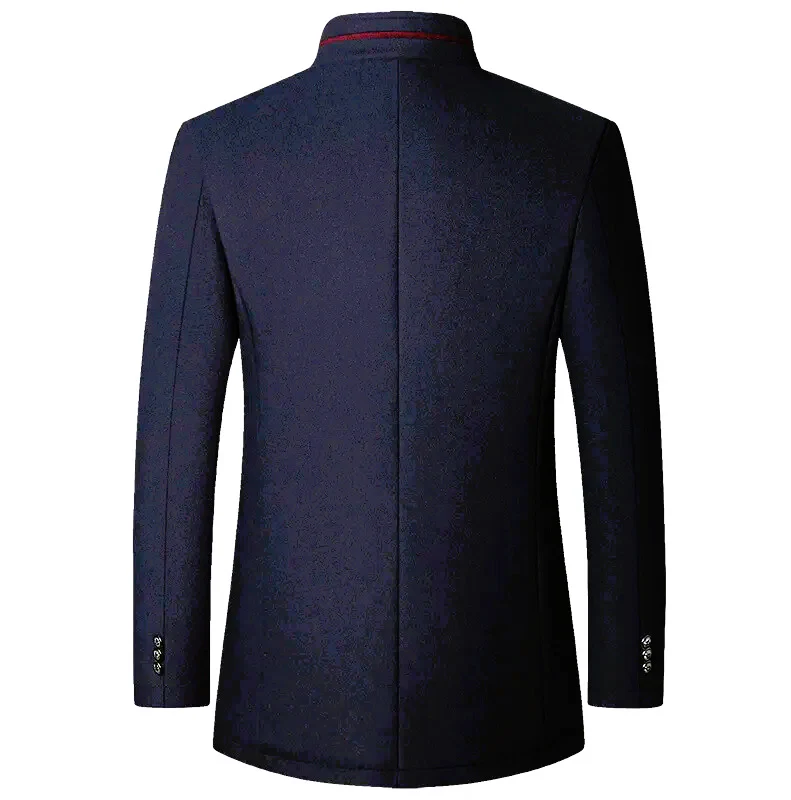 Men's Wool Blend Winter Coat with Stand Collar